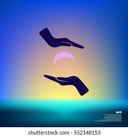 Soap bubble and hands stock vector icon illustration