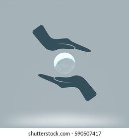 Soap bubble and hands stock vector icon illustration
