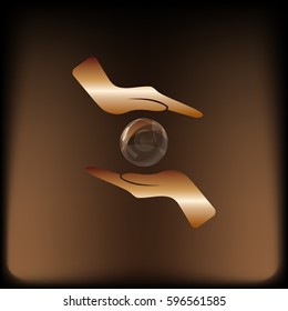 Soap bubble and hands stock vector icon illustration