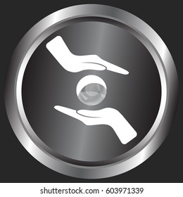 Soap bubble and hands stock vector icon illustration