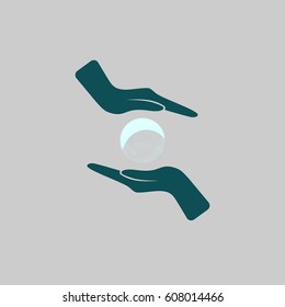 Soap bubble and hands stock vector icon illustration