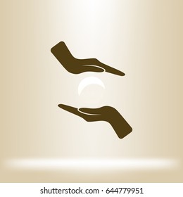 Soap bubble and hands stock vector icon illustration