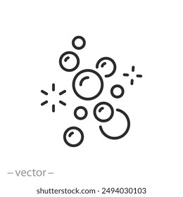 soap bubble icon, effervescent foam, bursting bubbles, linear vector illustration