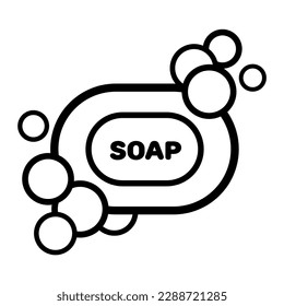 Soap with bubble icon. Soap icon vector.Outline illustration of soap.Toiletries product sign for soap bar.