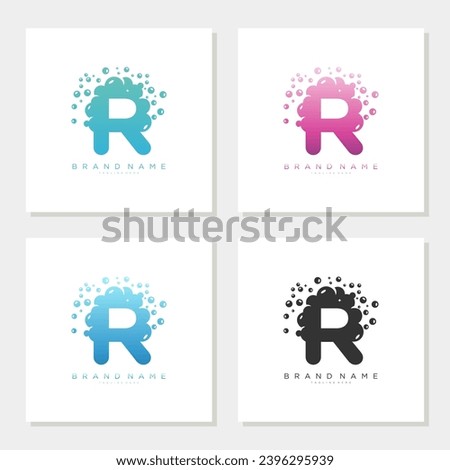 Soap Bubble On Letter R Logo Design editable Stock foto © 