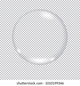 Soap bubble on transparent background. Glass sphere