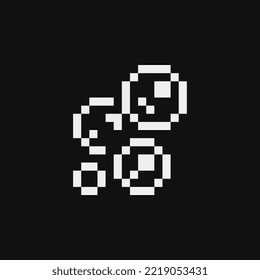 Icono de arte de píxeles de burbuja de jabón. Diseño gráfico de computadoras de la vieja escuela. estilo de 1 bit. Ilustración vectorial aislada.