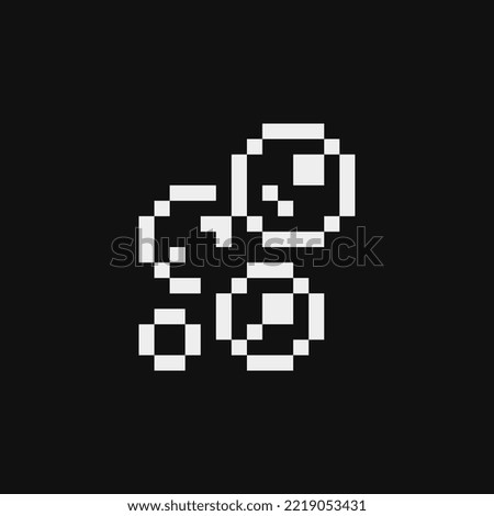 Soap bubble pixel art icon, emoji. Old school computer graphic design. 1-bit style. Isolated vector illustration.