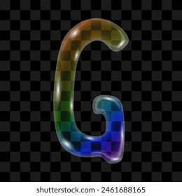 Soap bubble with a rainbow gradient in the shape of the letter G on a transparent background. Vector illustration