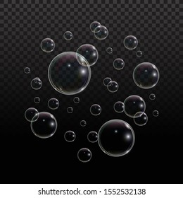 Soap bubble with rainbow reflection on transparent background. Transparent foam bubble, great design for any purposes