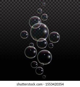 Soap bubble with rainbow reflection on transparent background. Transparent foam bubble, great design for any purposes