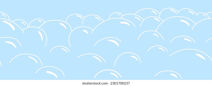 Soap bubble seamless boarder on a blue background, vector