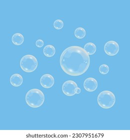 Soap bubble set white and transparent. Vector design.