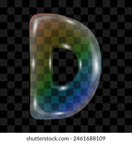 Burbuja de jabón en la forma de la letra D sobre un fondo transparente. Ilustración vectorial