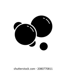 Soap Bubble Silhouette Icon. Fizzy Water, Drink, Champagne and Soda Black Icon. Cleaning, Laundry, Washing Element. Circle Bubble Soap Pictogram. Isolated Vector Illustration.