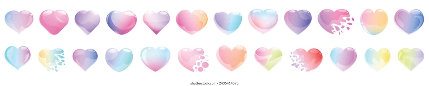 Soap bubble valentine icons set cartoon vector. Romantic heart. Shape game day