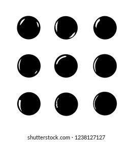 Soap bubble vector black icons isolated set. Soap black water bubble collection of illustration. Monochrome template for printed. Design element. Vector illustration