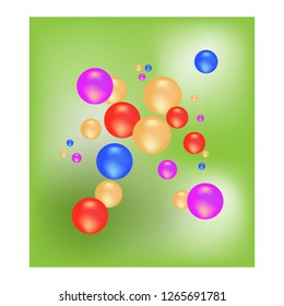 Soap bubble vector color icons isolated ongreen square. Soap light water bubble collection of illustration. Colorful template for printed. Design element. Vector illustration