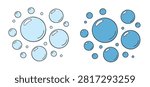 Soap Bubble Vector Set, Blue Bubble Collection, Transparent Foam Bubbles, Clean Water Bubble Clipart, Floating Bubble Illustration