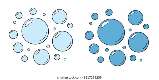 Soap Bubble Vector Set, Blue Bubble Collection, Transparent Foam Bubbles, Clean Water Bubble Clipart, Floating Bubble Illustration