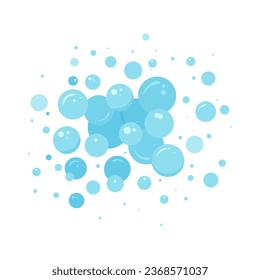 Soap bubble vector water icon, blue foam, bath shampoo suds splash. Wash, laundry, clean underwater. Soda, carbonated fun illustration