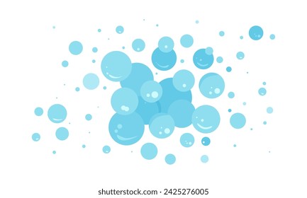 Soap bubble water, cartoon blue foam, bath shampoo suds splash. Wash, laundry, clean underwater icon isolated on white background. Soda, carbonated fun vector illustration