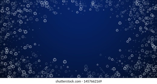 Soap bubbles abstract background. Blowing bubbles on winter sky background. Astonishing soapy foam overlay template. Majestic vector illustration.