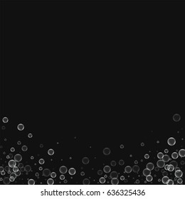 Soap bubbles. Abstract bottom with soap bubbles on black background. Vector illustration.