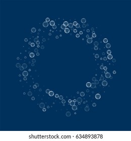 Soap bubbles. Bagel shape with soap bubbles on deep blue background. Vector illustration.