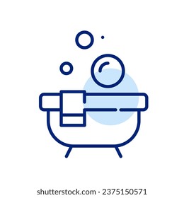 Soap bubbles and bath. Relaxing time self-care. Pixel perfect icon