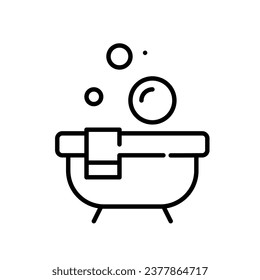 Burbujas de jabón y baño. Relajación del tiempo autocuidado. Trazo de píxeles perfecto, editable