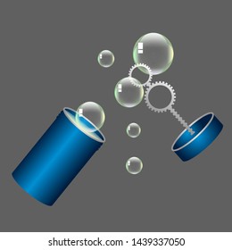 Soap bubbles to blow on a gray background