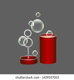 Soap bubbles to blow on a gray background
