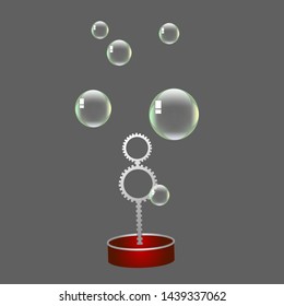 Soap bubbles to blow on a gray background
