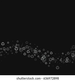 Soap bubbles. Bottom wave with soap bubbles on black background. Vector illustration.