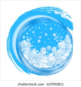 Soap Bubbles In A Circle. Logo For Laundry Service, Dry Cleaning. Vector Illustration.