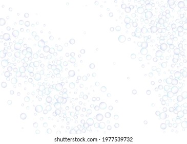 Soap bubbles flew randomly on a white background. Vector