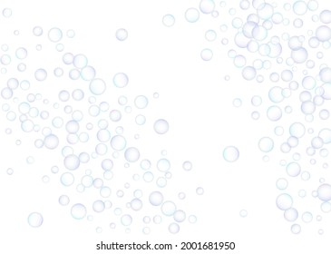 Soap bubbles flew randomly on a white background. Vector