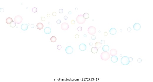 Soap bubbles flew randomly on a white background. Vector illustration