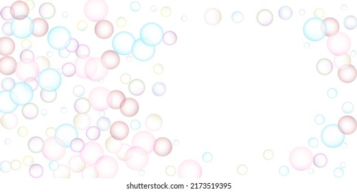 Soap bubbles flew randomly on a white background. Vector