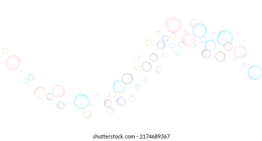 Soap bubbles flew randomly on a white background. Vector illustration