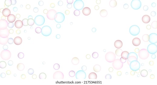 Soap bubbles flew randomly on a white background. Vector