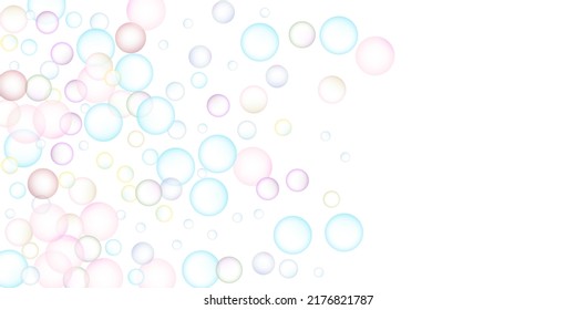 Soap bubbles flew randomly on a white background. Vector illustration