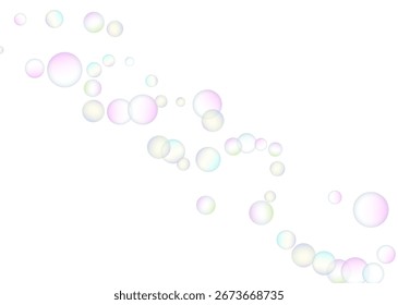 Soap bubbles flew randomly on a white background. Vector