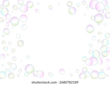 Soap bubbles flew randomly on a white background. Vector illustration