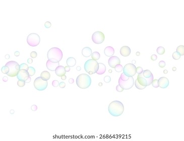 Soap bubbles flew randomly on a white background. Vector illustration