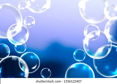 Soap bubbles floating in the evening sky background vector