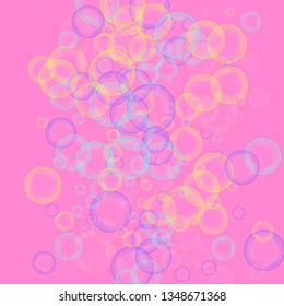 Soap bubbles fly. A poster with colored bubbles. Concept of cleanliness. Foam from soap. Beauty treatment.