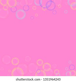 Soap bubbles fly. A poster with colored bubbles. Concept of cleanliness. Foam from soap. Beauty treatment.