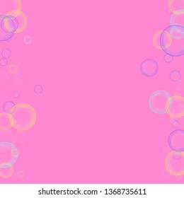 Soap bubbles fly. A poster with colored bubbles. Concept of cleanliness. Foam from soap. Beauty treatment.